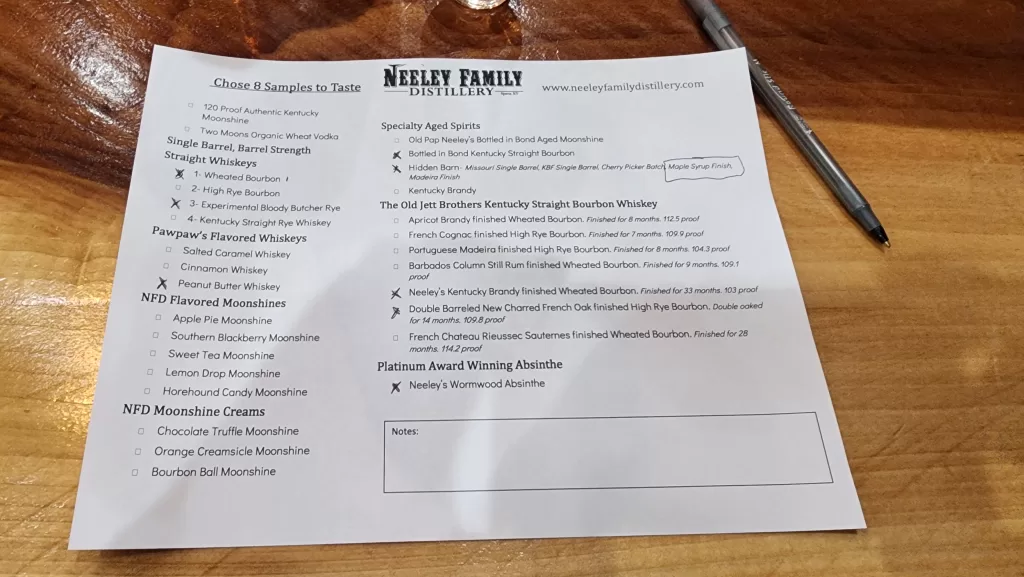 Neeley tasting selection list