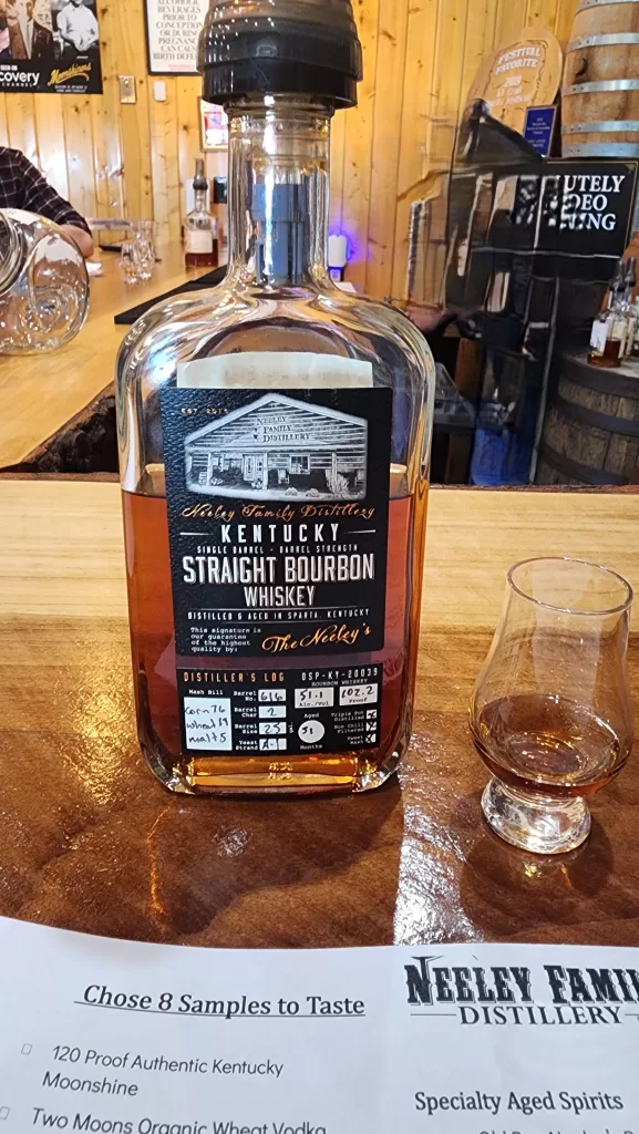 bottle of straight bourbon whiskey